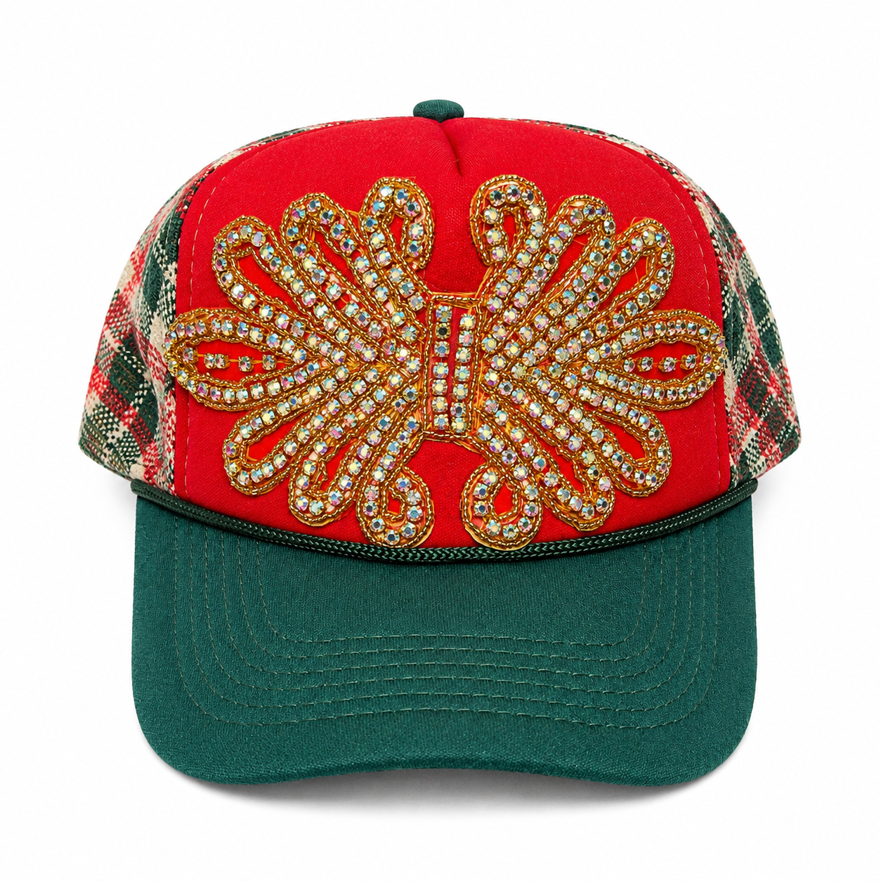 Christmas Plaid Bling Trucker