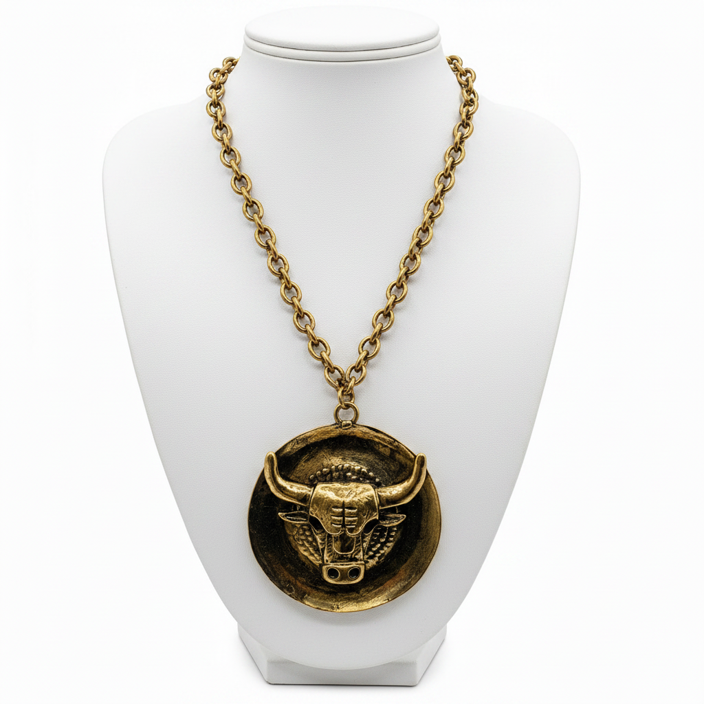 Bull Disk Pendent Necklace