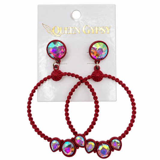 Twisted Crystal Loop Earrings