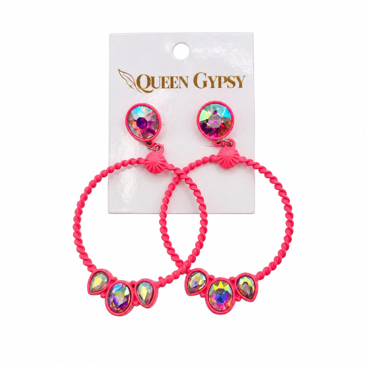 Twisted Crystal Loop Earrings