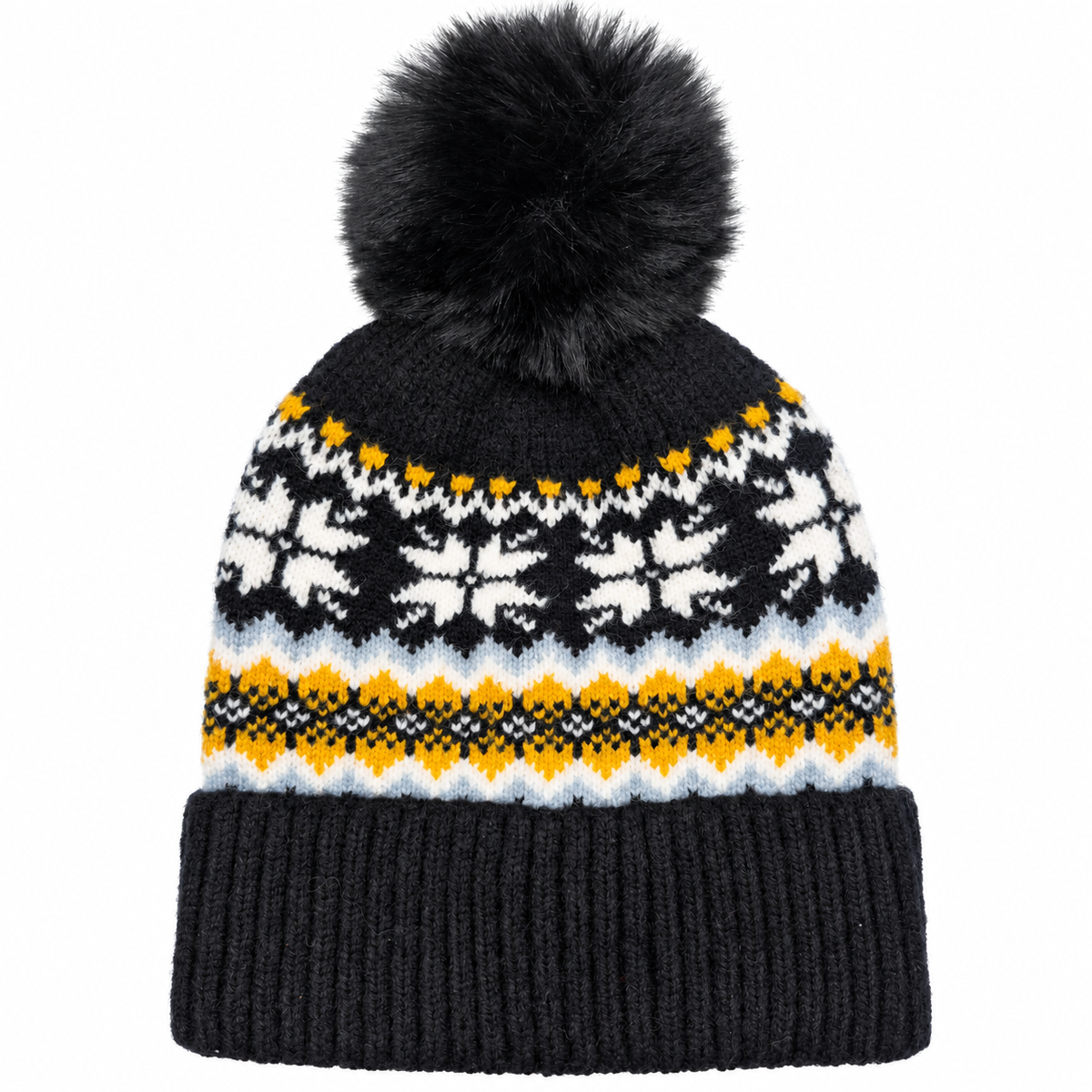 Golden Snowfall Pom Beanie