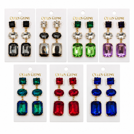 Sovereign Jewel Triple Drop Earrings