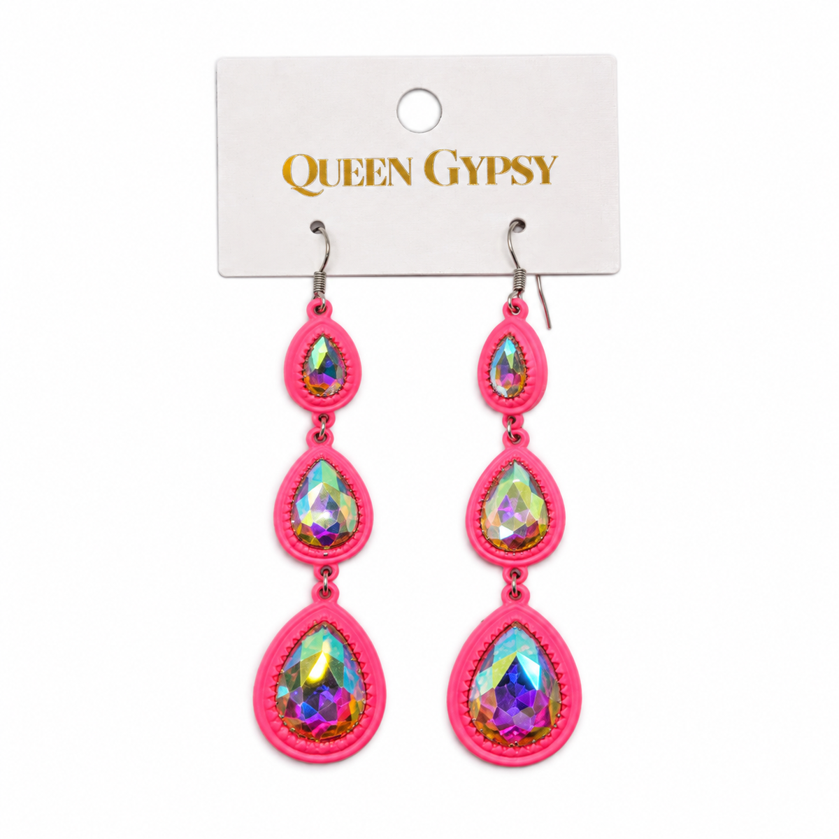 Triple Teardrop Crystal Earrings