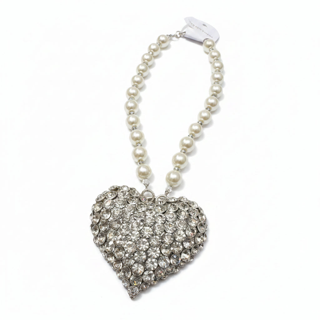 Bling Heart Pearl Necklace