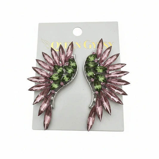 Crystal Wings clip on earrings