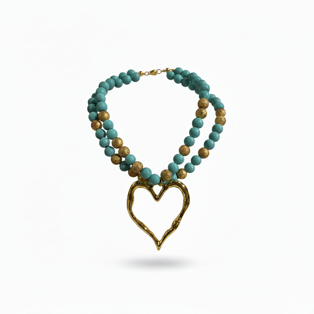 Beaded Open heart necklace