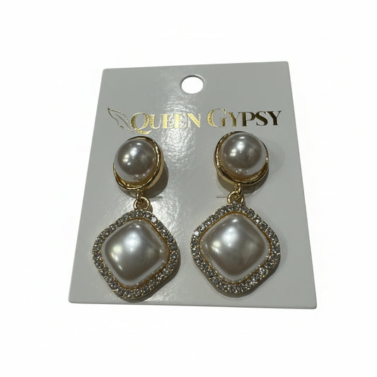 Pearl crystal dangle earrings
