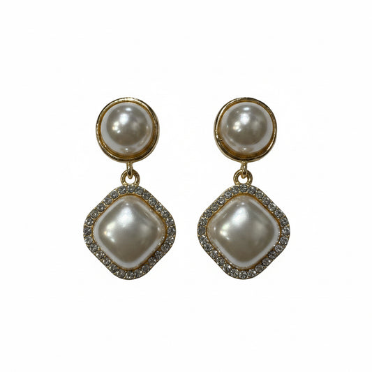 Pearl crystal dangle earrings