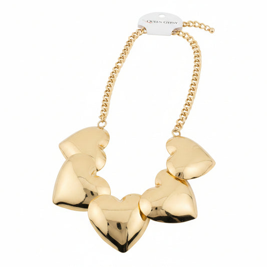 Bubble row heart neckalce