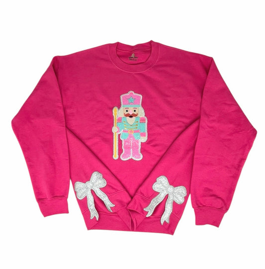 QG Pink Nutcracker patch with bows sweatshirt