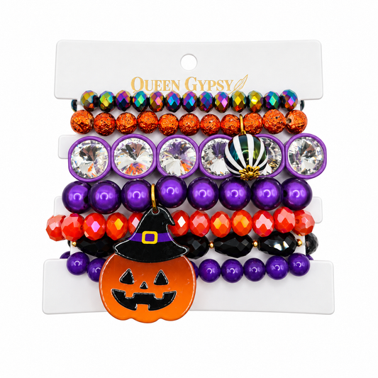 Pumpkin Witch Party Bracelet Stack