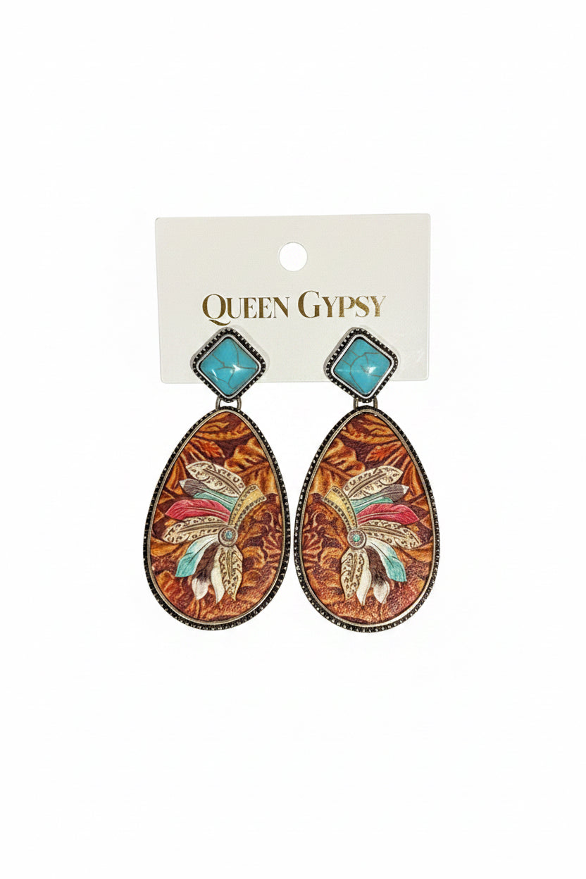 Spirit Feather Leather Earrings