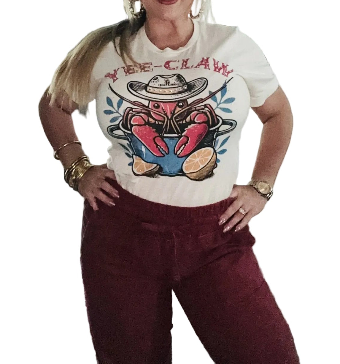 YEE-CLAW T-Shirt on White with Crystals