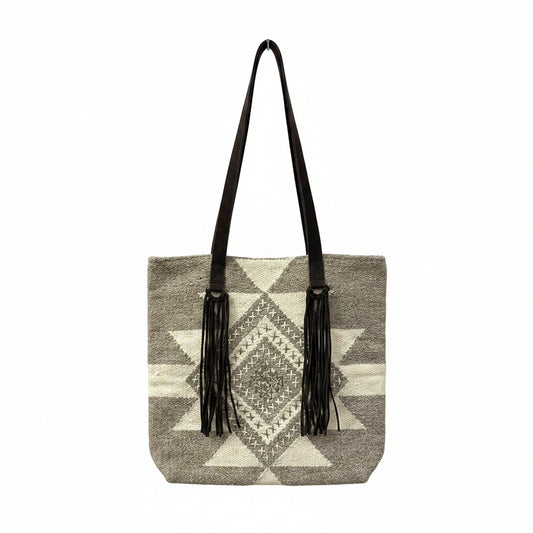 Woven Aztec Tote w/ Fringe