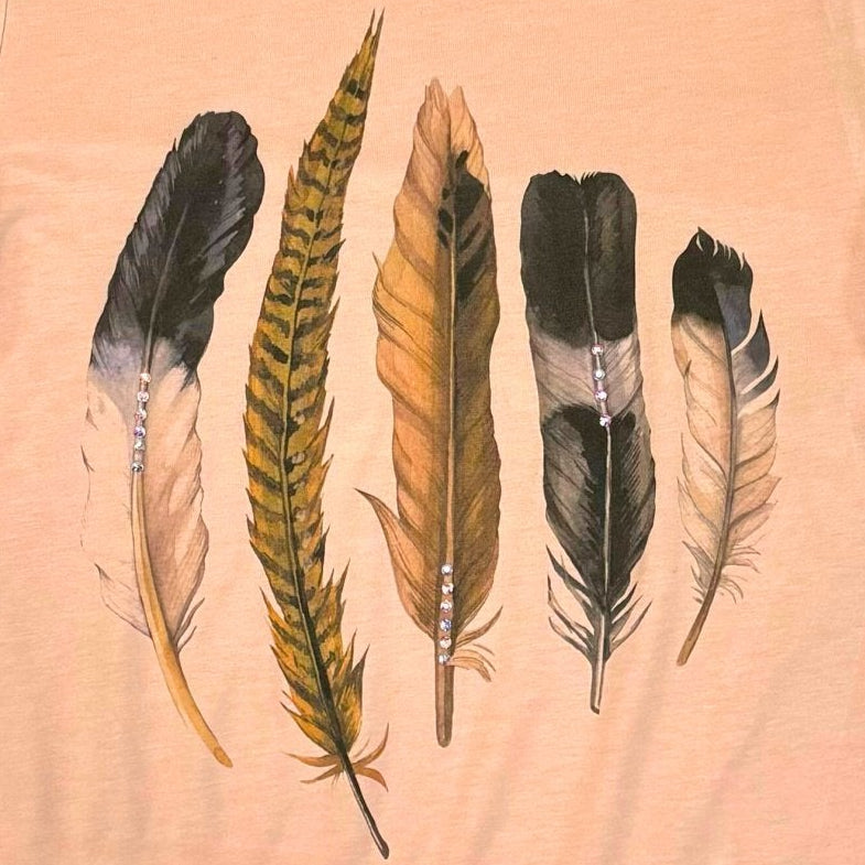 Feather T-Shirt on Peach