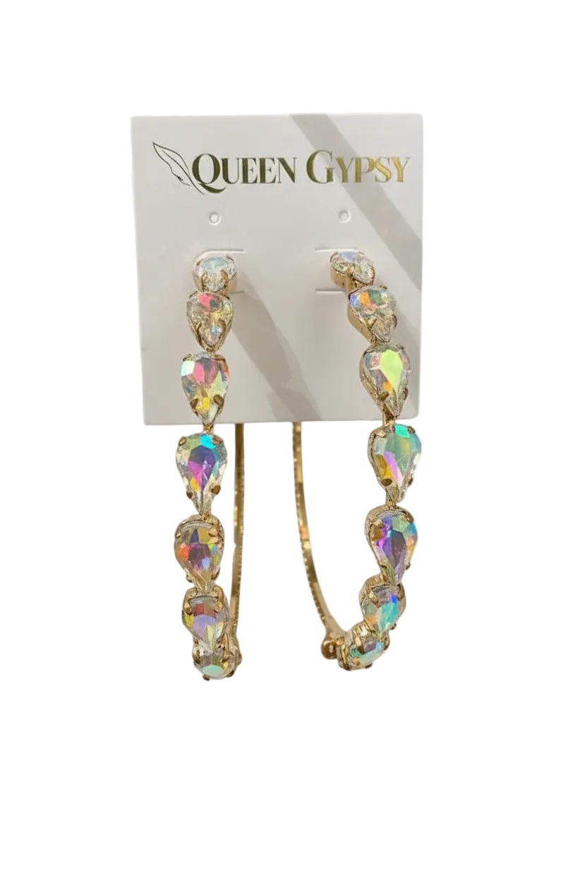 Bejeweled AB Teardrop stone hoops