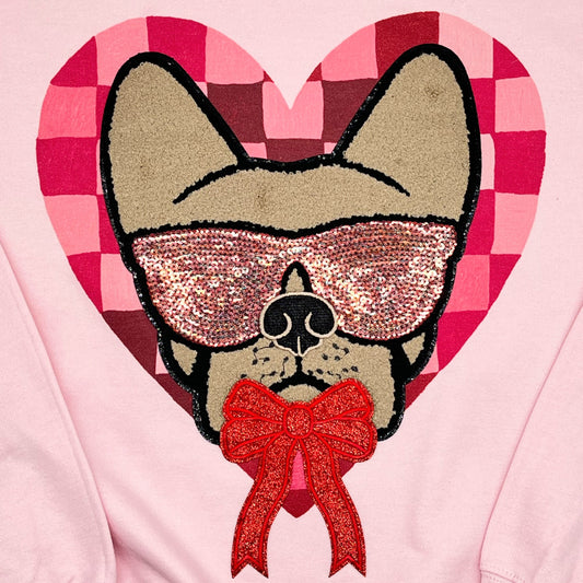 QG Frenchie Love SS with patch on pink