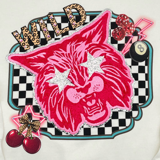 QG-Wild Cat patch sweatshirt with crystals