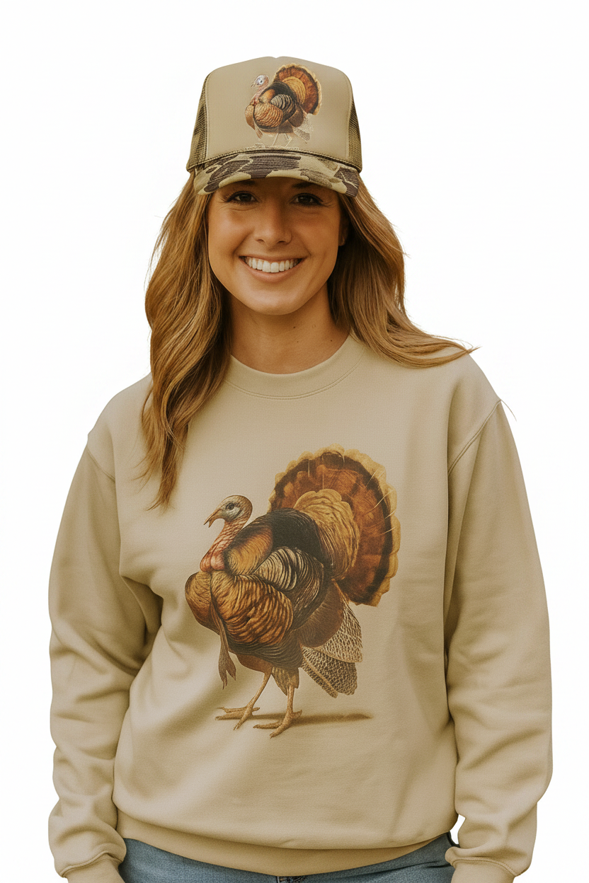 Fancy Turkey Sweatshirt on Tan