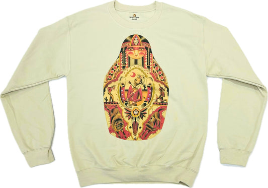 Indian Nesting Doll Sweatshirt on Tan with Crystals
