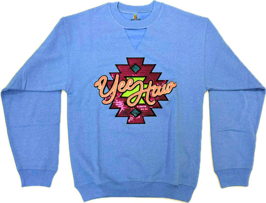 Yee Haw Sequin Patch Sweatshirt on Carolina Blue