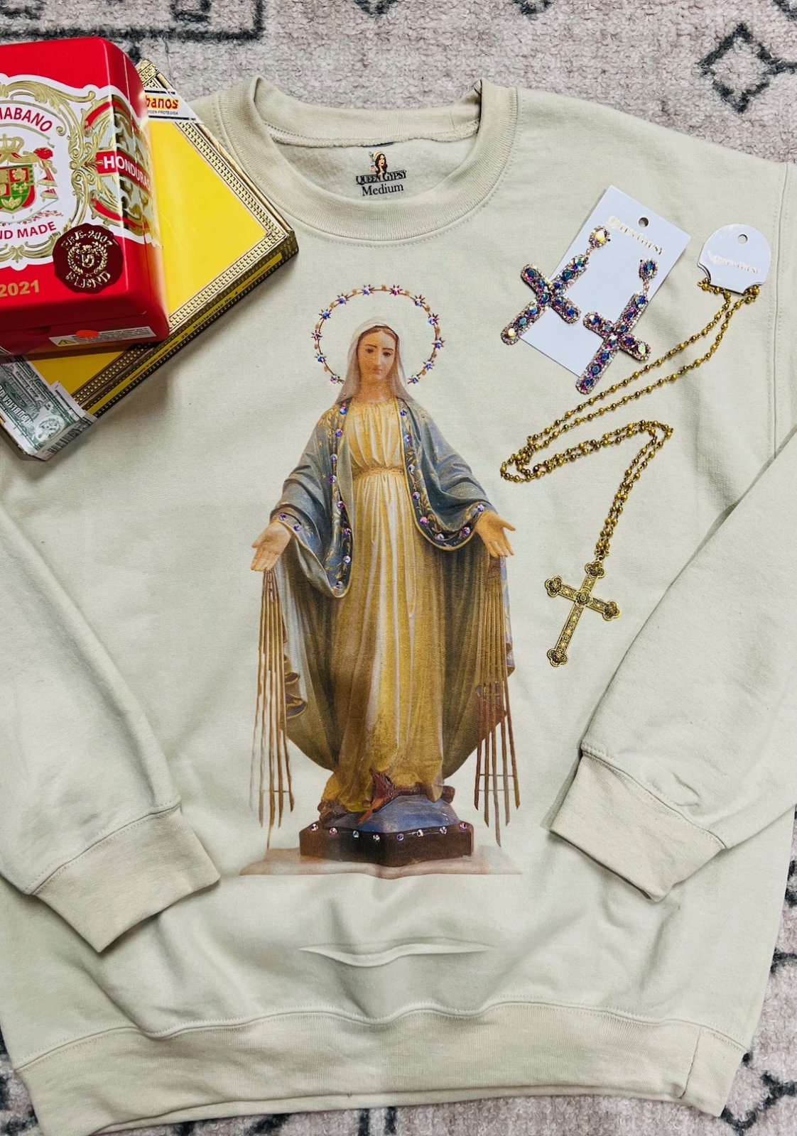 QG-Tan Madonna Sweatshirt