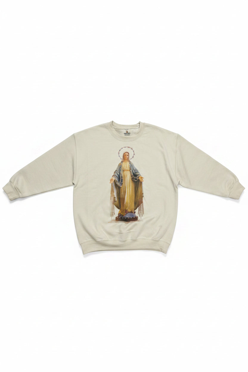 Madonna Sweatshirt on Tan with Crystals