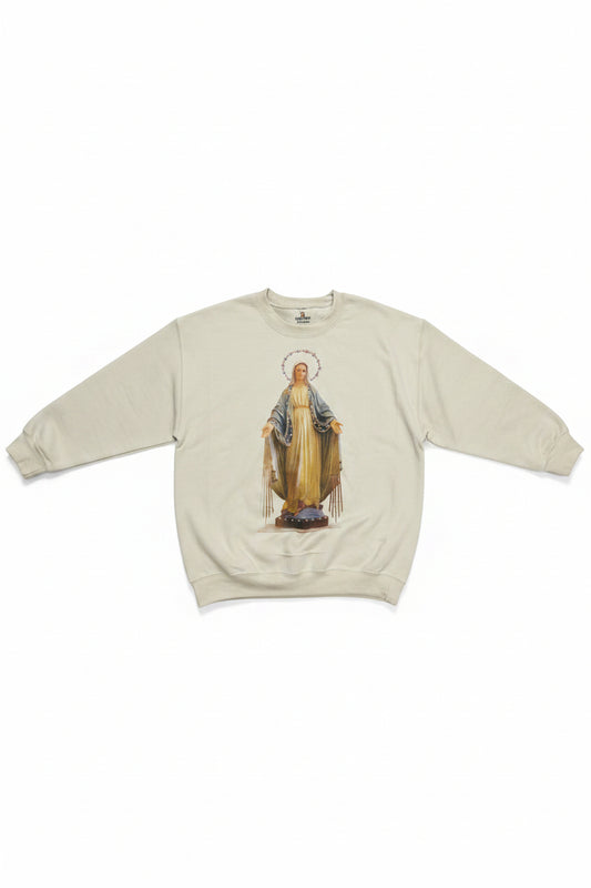 Madonna Sweatshirt on Tan with Crystals