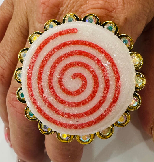 QG-Large Peppermint Glitter Bezel Ring 3/8"