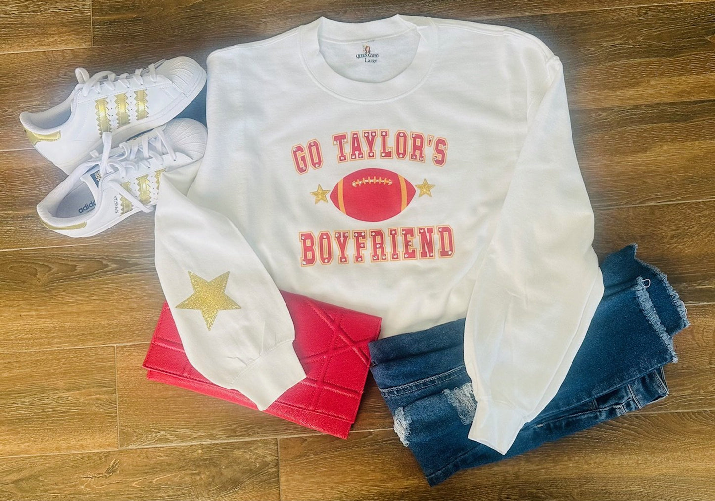 Go Taylor's Boyfriend Sweatshirt with Crystals