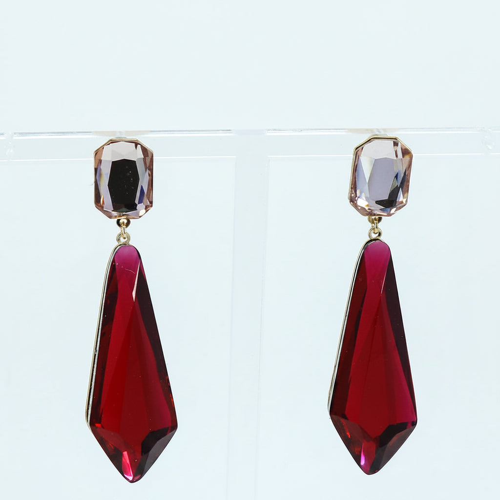 Faceted Obelisk Crystal Drop Earrings