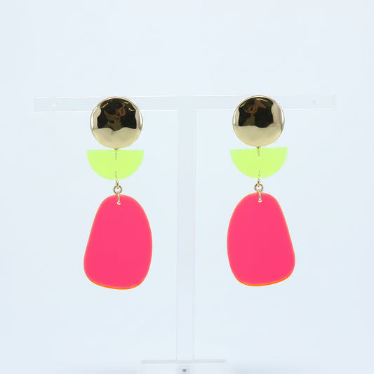 Neon Oasis Geometric Acrylic Earrings