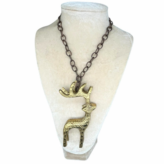 Gold Reindeer Necklace