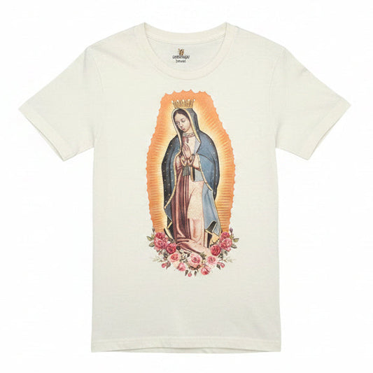 Guadalupe On Natural T-shirt with Crystals