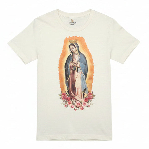 Guadalupe On Natural T-shirt with Crystals