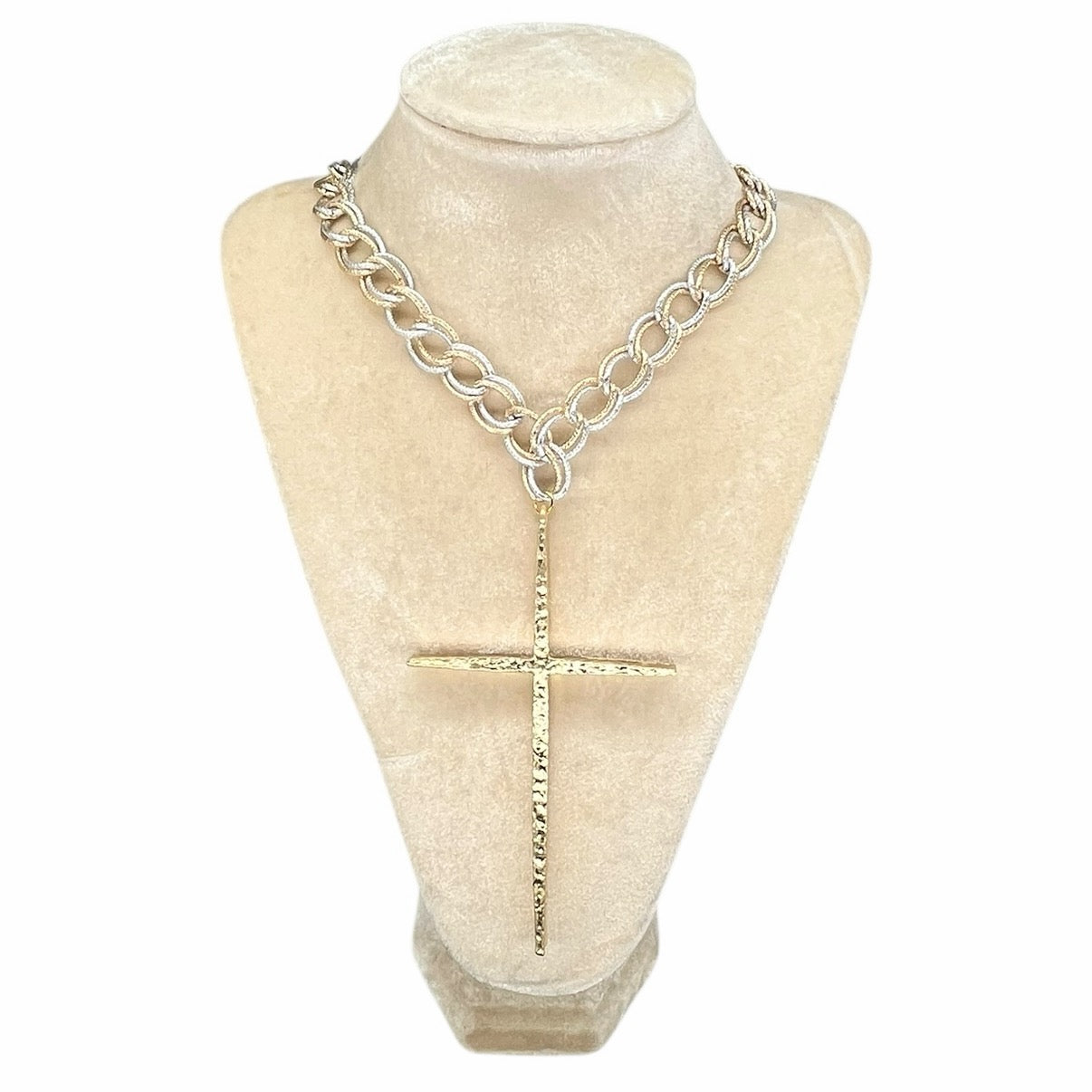 LRG Textured Cross necklace