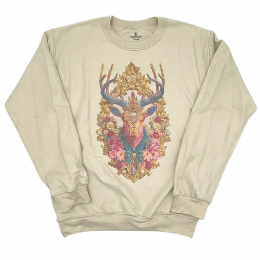 Couture Blossom Stag inside out style Sweatshirt on Tan