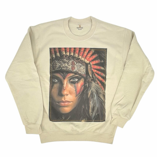 Indian War Paint Sweatshirt sewn on tan