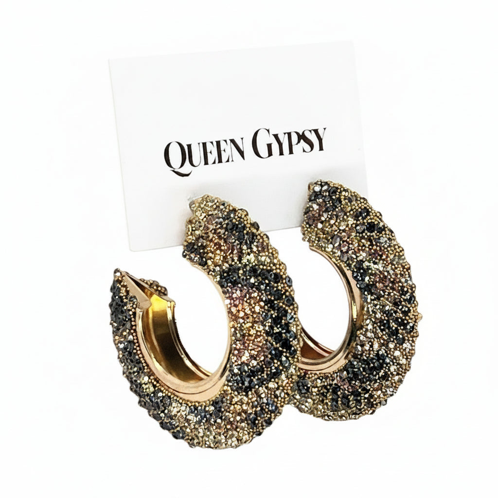 Fat Pave' cheetah hoops