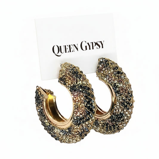 Fat Pave' cheetah hoops