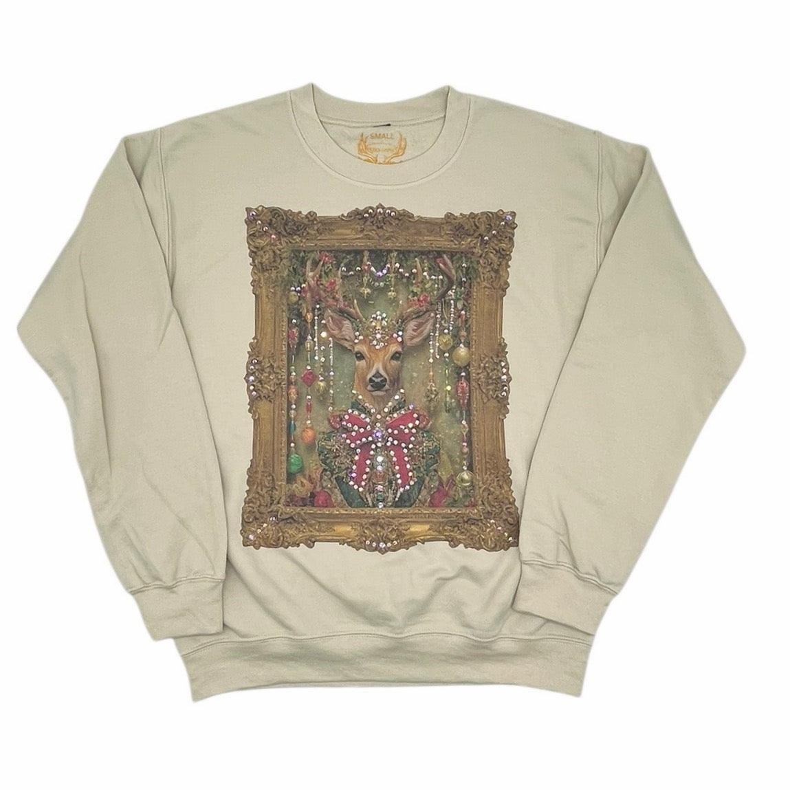QG-Red Bow Deer Tan Sweatshirt TINA