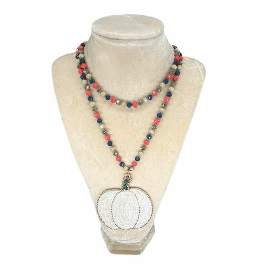 Harvest Glow pumpkin beaded necklace