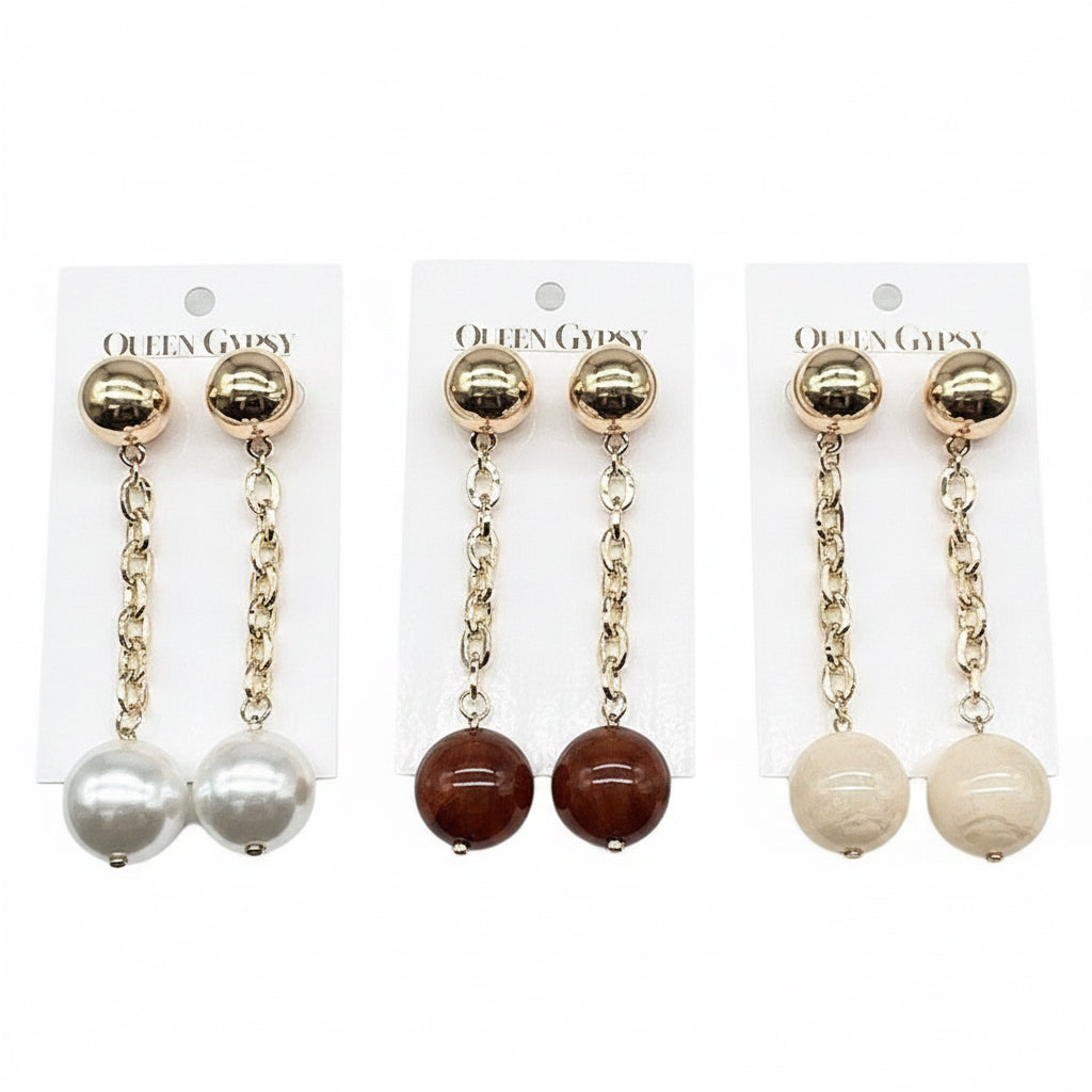 Lrg Ball Lucite and Pearl drop earrings