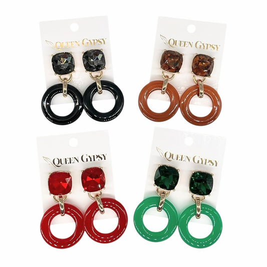 Crystal and Acrylic hoop earrings