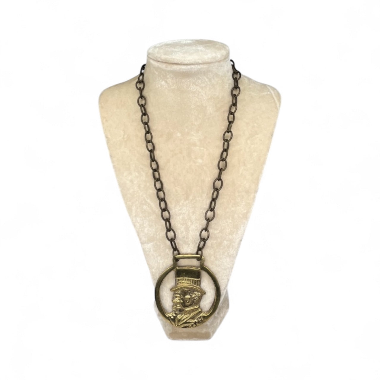 OOAK- Vintage English Horse Brass Bridle Medallion necklace