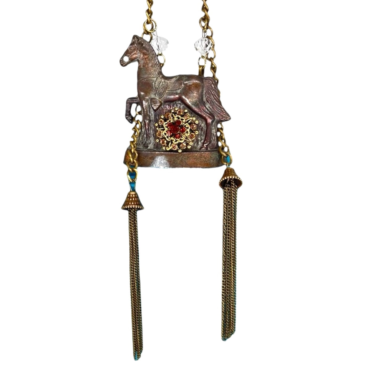 OOAK Metal cast Vintage horse necklace