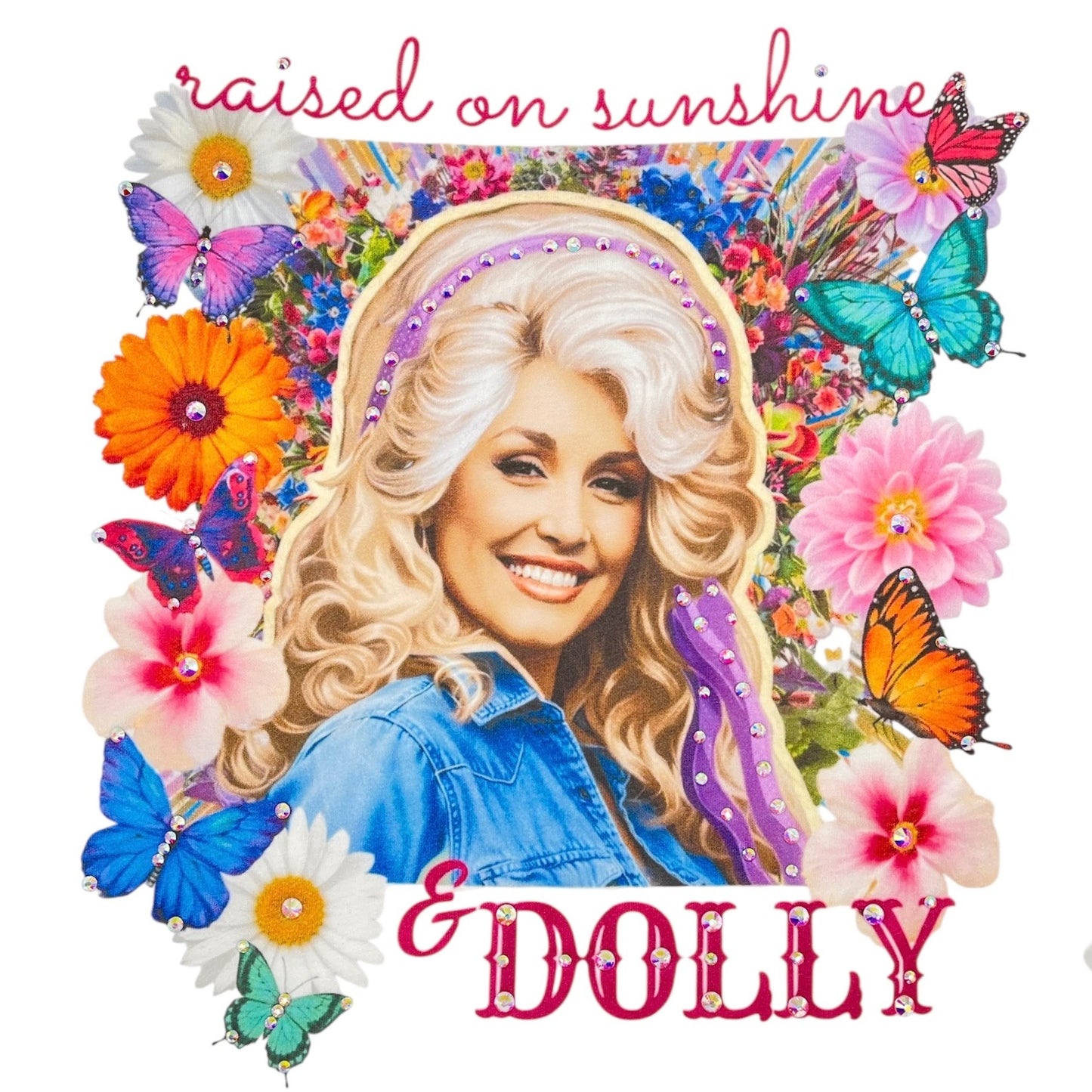 Raised on Sunshine T-Shirt on White with Crystals