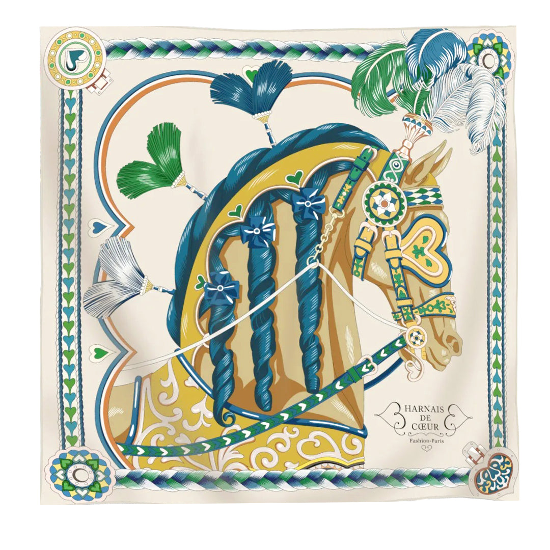 Gilded Gallop Ivory Cashmere and Silk Scarf