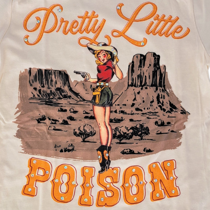 Pretty Little Poison T- shirt on Natural With Crystals