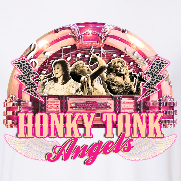 Honky Tonk Angels T-Shirt on White with Crystals